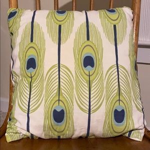 Mod Peacock Feather Reversible Throw Pillow